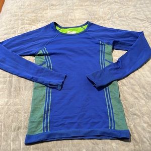 Athleta Knit Long-Sleeve Shirt, Activewear, Running, Blue, Green, Size XS